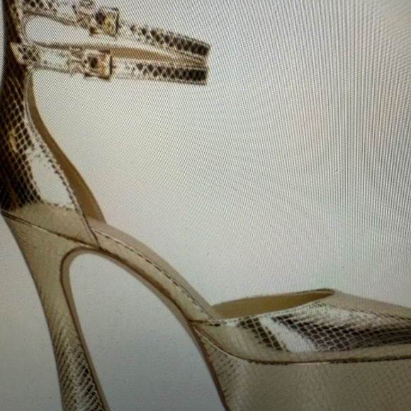Michael Kors Martina Gold Metallic Snake Embossed Heels SZ Various Orig. $195 - Picture 4 of 16